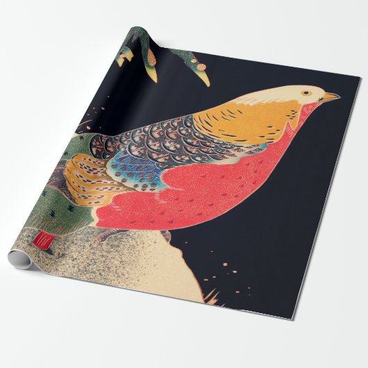 Golden Pheasant in sneeuw door Ito Jakuchu Cadeaupapier (Uitgerold)