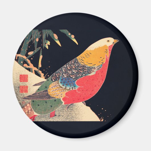 Golden Pheasant in sneeuw door Ito Jakuchu Magneet (Voorkant)