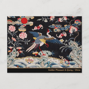Golden Pheasant & Quing Dynasty/imperial China Briefkaart