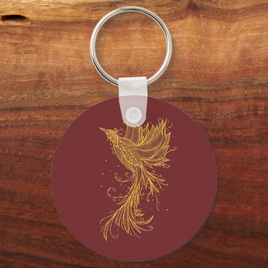 Golden Phoenix Button Sleutelhanger (Voorkant)