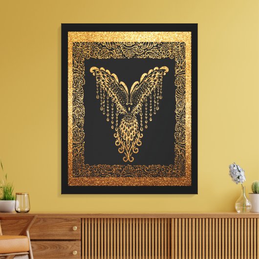 Golden Phoenix Elegance Canvas Afdruk (Insitu (Woonkamer))