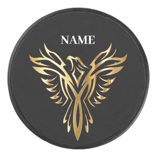 Golden phoenix, elegance hockey puck (Voorkant)