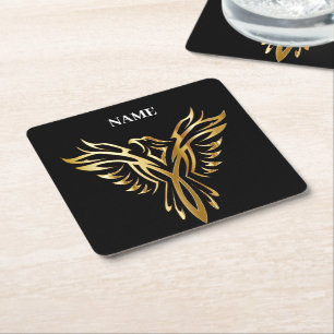 Golden phoenix, elegance kartonnen onderzetters