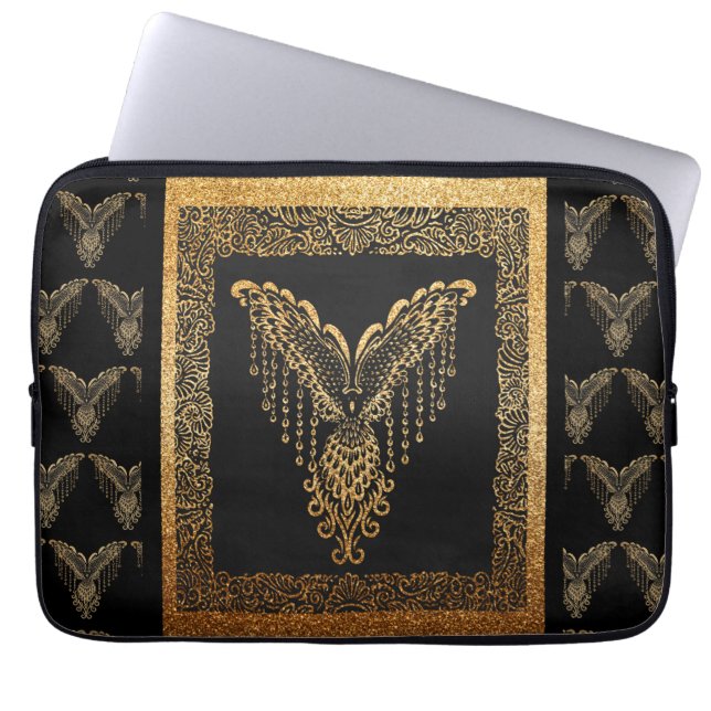 Golden Phoenix Elegance Laptop Sleeve (Voorkant)