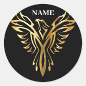 Golden phoenix, elegance ronde sticker (Voorkant)