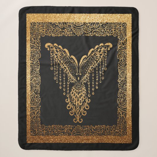 Golden Phoenix Elegance Sherpa Deken (Voorkant)
