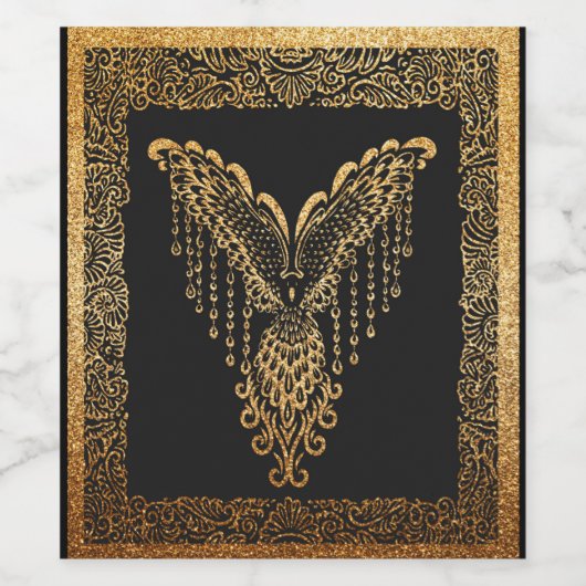 Golden Phoenix Elegance Wijn Etiket (Enkel label)