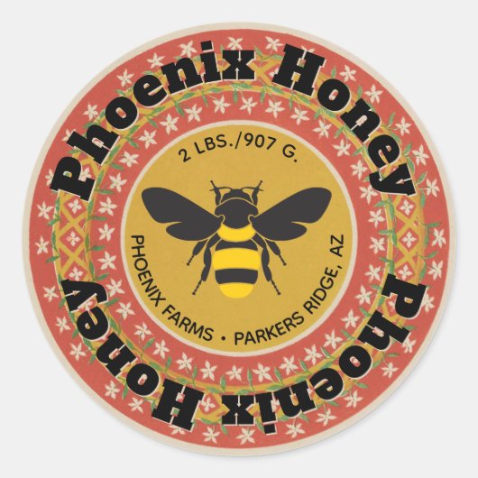 Golden Phoenix Honey Jar Ronde Sticker (Voorkant)