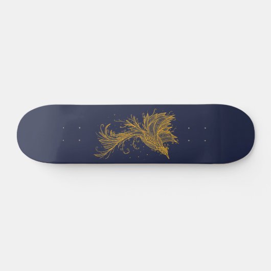 Golden Phoenix op Blue Skateboard (Horizontaal)