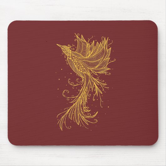 Golden Phoenix over Red Mousepad Muismat (Voorkant)