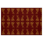 Golden Phoenix Pattern on Red Fabric Stof (Fat Quarter)