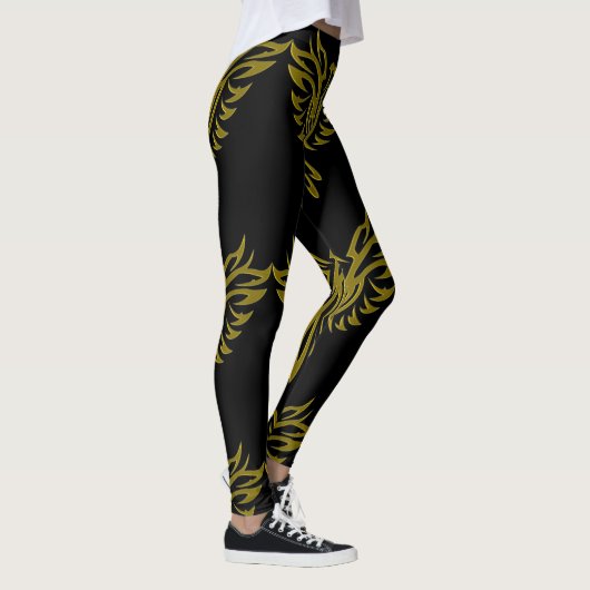 Golden Phoenix Rising Black Leggings (Rechts)
