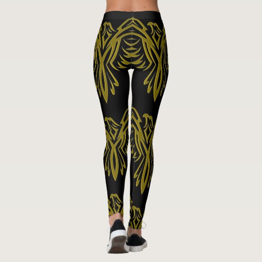 Golden Phoenix Rising Black Leggings (Achterkant)