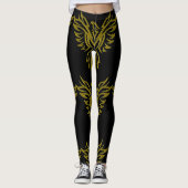 Golden Phoenix Rising Black Leggings (Voorkant)