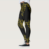 Golden Phoenix Rising Black Leggings (Links)