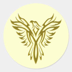 Golden Phoenix Rising envelop sealers Ronde Sticker