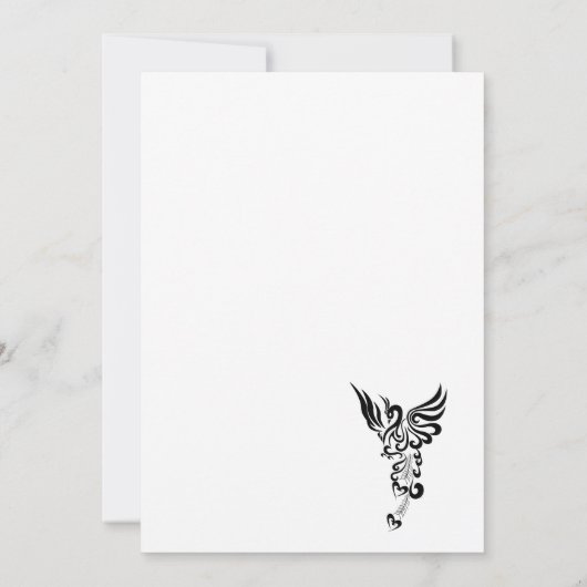 Golden Phoenix Rising Wedding Invitation Kaart (Achterkant)