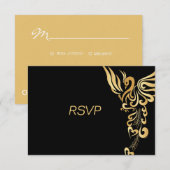 Golden Phoenix Rising Wedding RSVP-kaart RSVP Kaartje (Voorkant / Achterkant)
