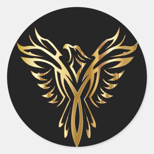 Golden Phoenix Ronde Sticker (Voorkant)
