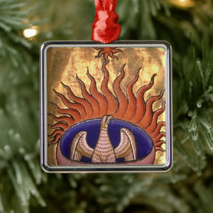 Golden Phoenix stijgt uit de as Metalen Ornament