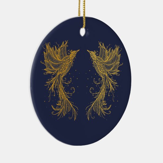 Golden Phoenix Twins blue Ornament (Rechts)