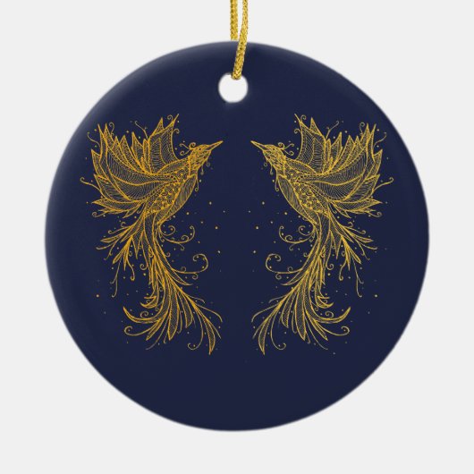 Golden Phoenix Twins blue Ornament (Voorkant)