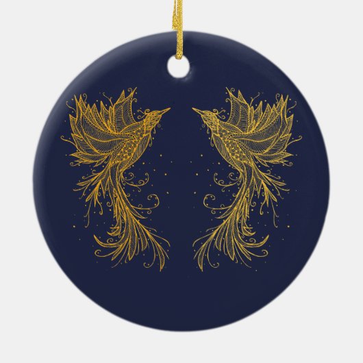 Golden Phoenix Twins blue Ornament (Achterkant)