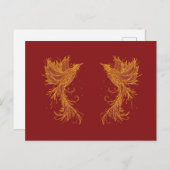 Golden Phoenix Twins op Red Briefkaart (Voorkant / Achterkant)