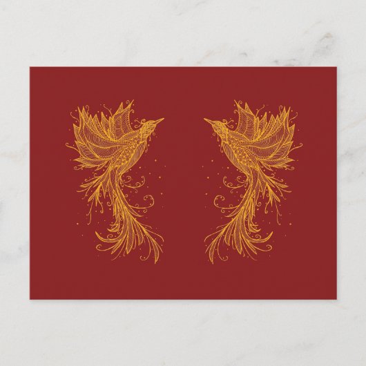 Golden Phoenix Twins op Red Briefkaart (Voorkant)