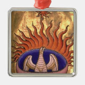 Golden Phoenix-vogel uit de vlammen Metalen Ornament (Voorkant)