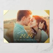Golden Photo Overlay Happy Nieuwjaar Folie Feestdagenkaart (Voorkant)