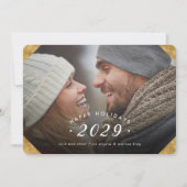 Golden Photo Overlay Prettige feestdagen Flat Feestdagenkaart (Voorkant)