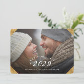 Golden Photo Overlay Prettige feestdagen Flat Feestdagenkaart (Staand voorkant)