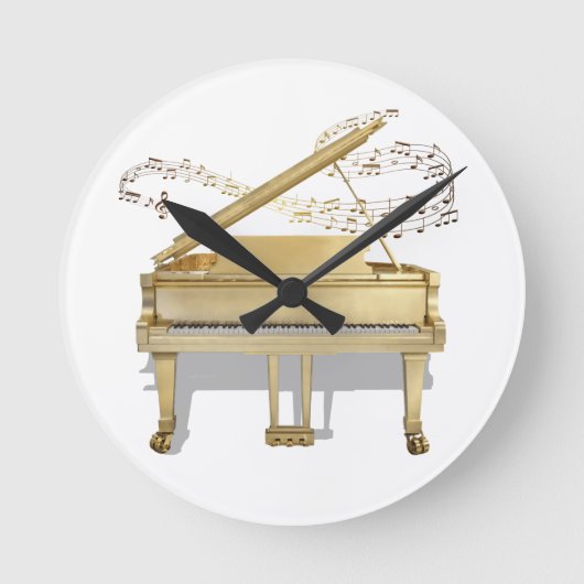 Golden Piano Clock Ronde Klok (Voorkant)