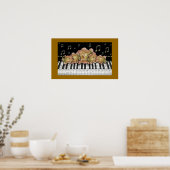 Golden Piano-toetsenbordnoten en -Rozen Poster (Keuken)