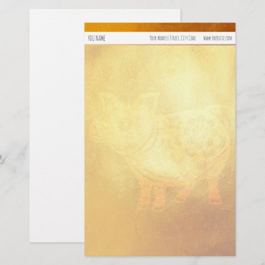 Golden Pig Chinees Nieuwjaar gepersonaliseerd papi Briefpapier (Voorkant / Achterkant)