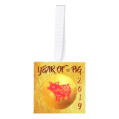 Golden Pig Year Chinees Papercut Cube ornament (Voorkant)