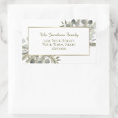 Golden Pine & Eucalyptus Vakantie retouradres Rechthoekige Sticker (Tas)