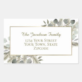Golden Pine & Eucalyptus Vakantie retouradres Rechthoekige Sticker (Voorkant)