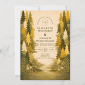 Golden Pine Forest Wedding Kaart (Voorkant)