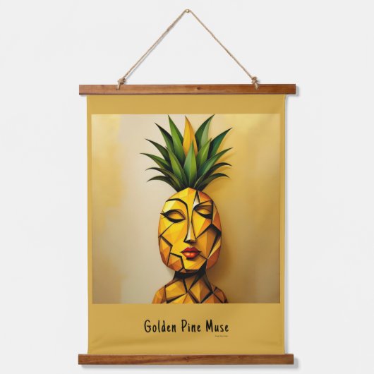 Golden Pine Muse - Pineapple Empire Designs Hangend Wandkleed (Voorkant)