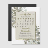 Golden Pine Save the Date Calendar Taupe Magneet (Voorkant / Achterkant)