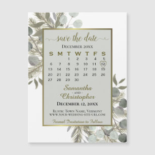 Golden Pine Save the Date Kalender Grijze Magnet