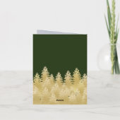 Golden Pine Trees Vrolijk Kerstfeest Donkergroen F Kaart (Achterkant)