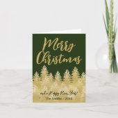 Golden Pine Trees Vrolijk Kerstfeest Donkergroen F Kaart (Voorkant)