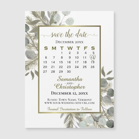 Golden Pine Wedding Sla de datum kalender op (Voorkant)