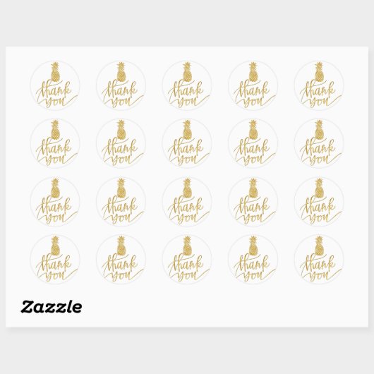 Golden Pineapple Bedankt Ronde Sticker (Vel)