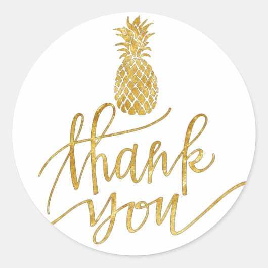 Golden Pineapple Bedankt Ronde Sticker (Voorkant)