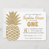 Golden Pineapple Birthday Luau Kaart (Voorkant)