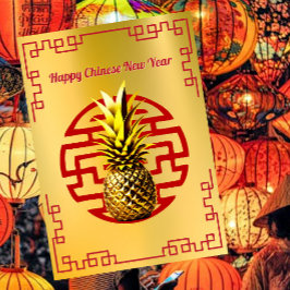 Golden Pineapple Chinees Nieuwjaar Feestdagenkaart